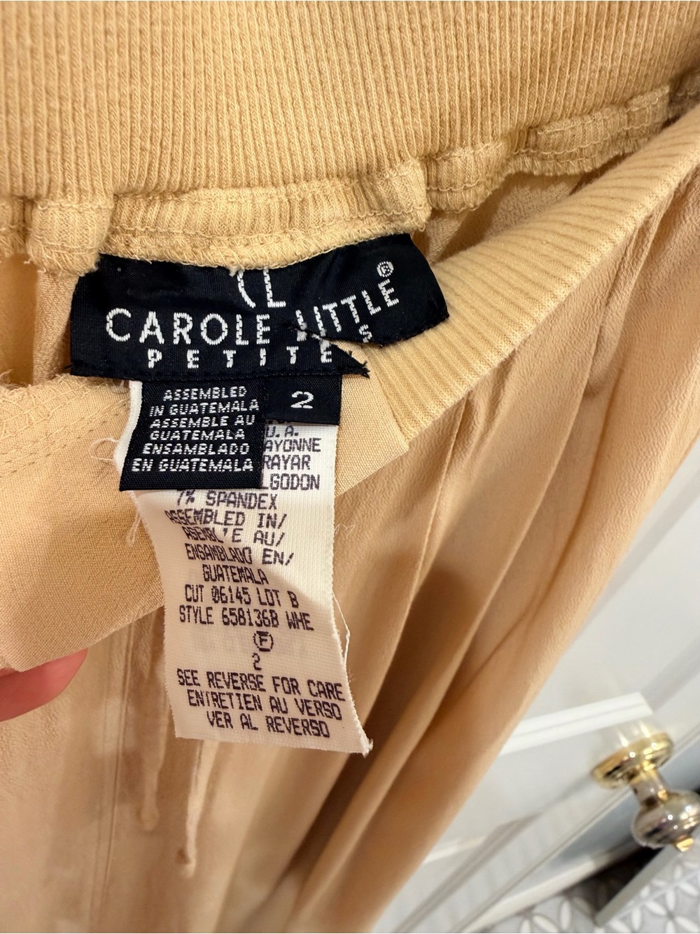 Vintage Carole Little 2-Piece Rayon Set | Minimalist Boho Camel Tan Sz 2 / 4 P - Picture 12 of 15